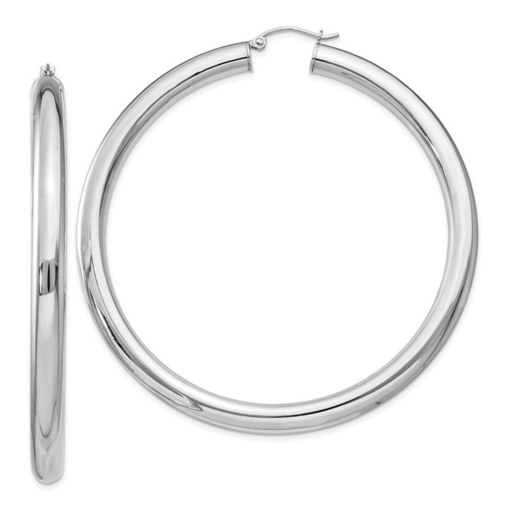 5mm Sterling Silver, Extra Large Round Hoop Earrings, 65mm (2 1/2 In)